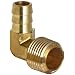 Anderson Metals Brass Hose Fitting, 90 Degree Elbow, Barb x NPT Male