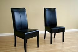 2 Black Full Leather Dining Chairs By Wholesale Interiors