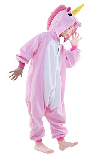 Newcosplay Children Unisex Unicorn Onesie Pajamas Costume (95#, New Pink Unicorn)