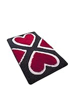 Pandora Set Alfombra de Baño 3 Uds. Mari Negro/Rojo 60 x 100 cm + 50 x 60 cm + 47 x 50 cm