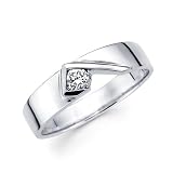 14K White Gold Round Diamond Men's Couple Wedding Ring Band (1/5 ctw., GH Color, SI Clarity)