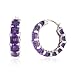 Sterling Silver Emerald-Cut Amethyst Hoop Earrings title=