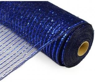 21inch Navy Metallic Deco Mesh