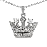 Sterling Silver CZ Crown Pendant