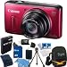 Canon PowerShot SX260 HS 12.1 MP CMOS Digital Camera with 20x Image Stabilized Zoom 28mm Wide-Angle Lens and 1080p Full-HD Video (Red) Super Bundle With 16GB Secure Digital High-Capacity Memory Card, DigPro Deluxe Case, Reader, NB-6L Battery And More