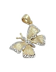 Pendant butterfly two tone 9k gold