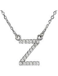 14K White Gold Diamond Initial Necklace "Z" -- LIFETIME WARRANTY
