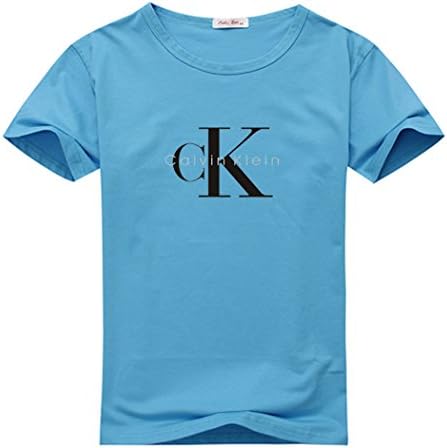 Calvin Klein Men's Design Print Crew Neck Cotton short sleeve T-Shirt XXX-Large Sky Blue