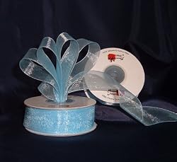 Sheer Organza Ribbon Mono Edge - 7/8" - 25 Yards (75 FT) - Baby Blue