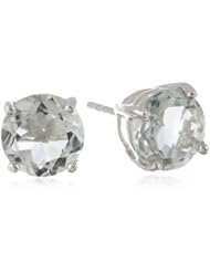 Sterling Silver 8mm Round Green Amethyst Earrings