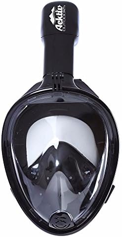 Aektiv 180° Openview Free Breath Snorkel Mask with GoPro Mount for Men and Women. Freebreath Full Face Snorkeling Mask with Dry and Fog Free Lightweight Surface (Black, Large/Extra Large)