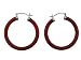 Red Jade Skinny Hoop Earrings, 925 Sterling Silver