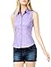 LE3NO Womens Lightweight Cotton Sleeveless Button Down Shirt