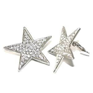 Click here to buy LARGE Crystal Star Clip-On Earrings Silver Tone by Earrings Clip-Ons Ks Charming Designs.
