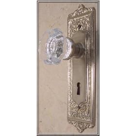 24% Lead Crystal EGG & DART Passage Door Knob Set with handcrafted hardware