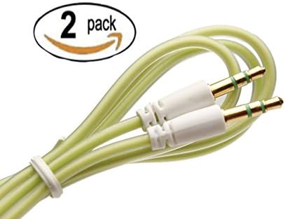 Green Glow in the Dark - 2 Pack - 3.5mm Male to Male Stereo Audio Cable (3 Feet) - For Iphone, Ipod, Smartphone, Tablet and Computers