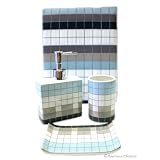 4pc Blue Retro Bathroom Set Shower Curtain Accessories by 