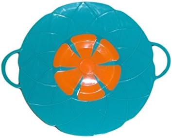 Silicone Pan Stew Pot Stockpot Lid Professional Cookware Kitchen Utensils Easy Multi Universal Medium Stewpot Lids for Steam Cooking Pots and Pans Casserole Cover Curing Top Size 10" inch 25.5 cm Peacock Blue (Flower Color Vary)