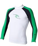 Rip Curl Youth Classic Long Sleeve Wave Rash Guard (White/Green, 2)