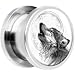 0 Gauge Steel Howling Wolf Screw Fit Plug