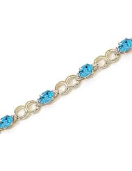 10kt Yellow Gold Oval Blue Topaz and Diamond Bracelet