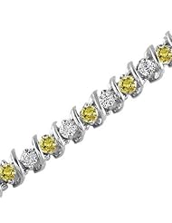 5 CT White & Yellow Diamond Bracelet 14K White Gold