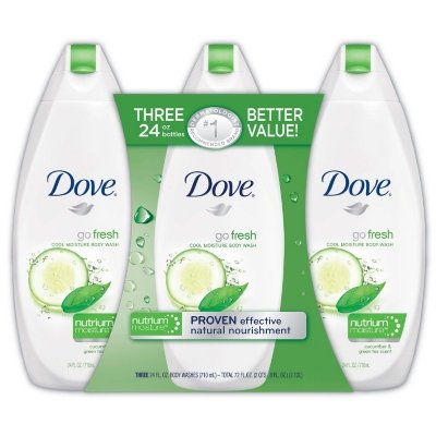 Dove go fresh Cool Moisture Body Wash, Value Pack, 24 Ounce, 3 Count