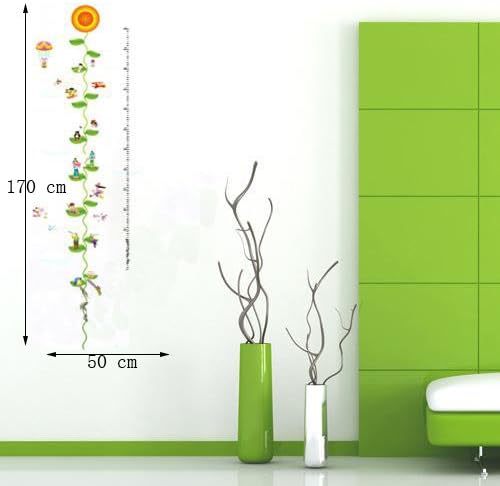 Homemates Home Decorative Mural Vinyl Wall Sticker Flower Growing Record Height Chart Kids Nursery Wall Art Decal Paper