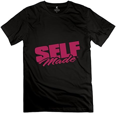 Men Short Sleeve SELF MADE In Red Font Tshirts M Black