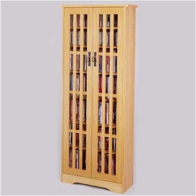 Leslie Dame M-477 Mission Style Glass Cabinet Multimedia Storage