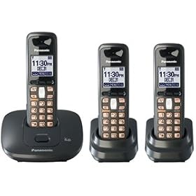 Panasonic DECT 6.0 Expandable Cordless Telephone with 3 Handsets (KX-TG6413T)