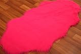 Bright Pink Faux Sheepskin Washable Fur Rug 70cm x 140cm Shape