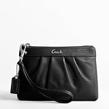 Coach Leather Pleated Wristlet F43431 (SV/Black)