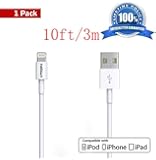 iPhone cable,Certified NetSun(TM) 1 Pack 10Ft/3m 8 Pin Lightning to USB Sync and Charging Cable for Apple iPhone 6 / 6 Plus / 5s / 5c / 5, iPod 7, iPad Mini / Mini 2/ Mini 3, iPad 4 / iPad Air / Air 2