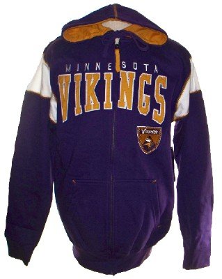 NFL Minnesota Vikings Men's Full Zip Team Color Fleece Jacket, Purple, Medium