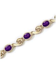 14K Yellow Gold Oval Amethyst Bracelet by Jewelry Mountain