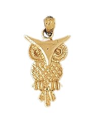 Dazzlers Solid 14k Gold Owl Charm Pendant Available in three colors from jewelsberry (weights: 2.3 grams only)
