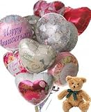 12 Mylar Balloon Bouquet with Bear, Anniversary - B000MD647S