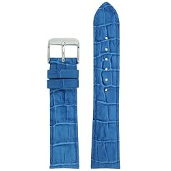 Watch Band Crocodile Grain Blue Padded Strap 26 millimeter