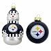 Pittsburgh Steelers Snowman and Ball Mini Blown Glass Ornaments
