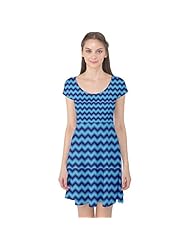 Chevron Print Zig Zag Polyester/Spandex Cap Sleeves Vintage Stretchy  Dress