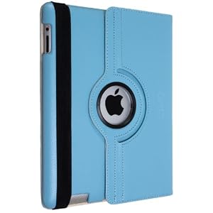 Cimo Smart Series 360 Degrees Rotating Vegan Leather Case for the new Apple iPad, 3rd Generation and iPad 2 (Blue)
