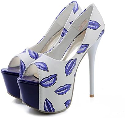 EKS Women's Ceoiv Platform Extra High Heel Sandals Blue 7.5 US