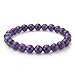 All Natural Genuine Semi-Precious Birthstone Gemstones Healing Power Crystal Handmade Elastic, Stretched Beaded Bracelet, Unisex - 8mm Amethyst