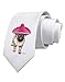 TooLoud Pug Dog with Pink Sombrero Printed White Neck Tie