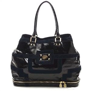 Mercer Diaper Bag in Black with Navy Trim