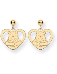 Disney Yellow Gold Heart Winnie the Pooh Post Earrings