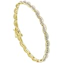 10k Gold Marquise-shaped Link 7 1/4" Diamond Tennis Bracelet, w/ 1.00 Carat Brilliant Cut Diamonds, 3/16" (4mm) wide