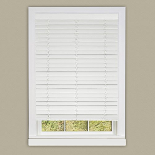 Achim Home Furnishings Madera Falsa 2-Inch Slat Faux Wood Plantation Blind, 35 by 64-Inch, White