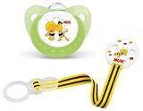 Produkt-Bild: NUK 10176060 Biene Maja Silikon Beruhigungssauger (Schnuller) Trendline mit Ring, gr&uuml;n, Gr&ouml;&szlig;e 2 (6-18 Monate) mit Saugerband Duo, BPA-frei